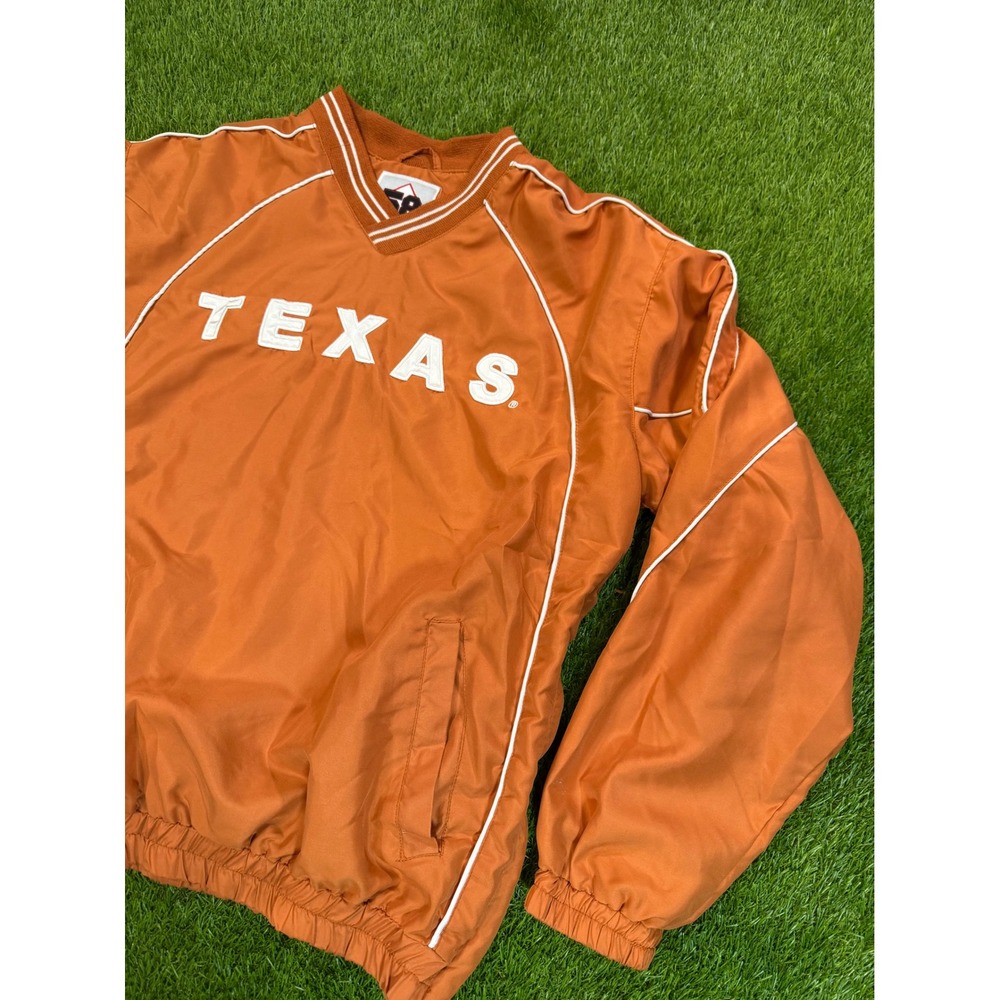 58 Sports Texas Longhorns Burnt Orange V-Neck Windbreaker Pullover Mens Medium